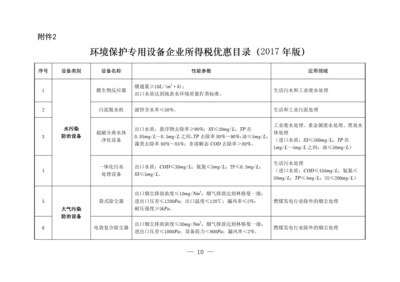 环境保护专用设备企业所得税优惠目录(2017年版)